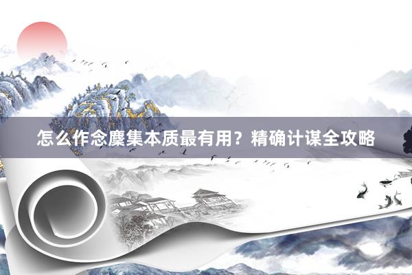 怎么作念麇集本质最有用？精确计谋全攻略